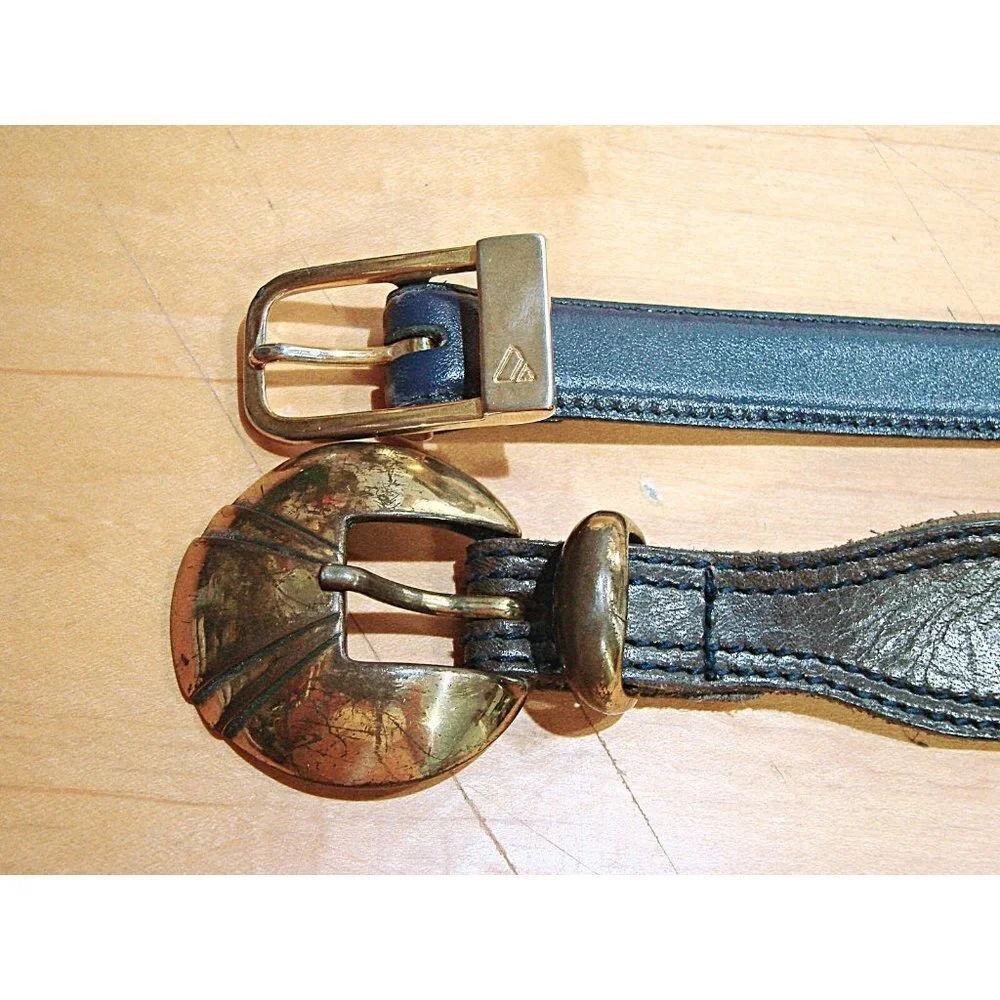 Lot 2 Liz Claiborne Belts Womens Blue Black Leather Dress Work Casual Belts Sz M